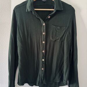 Bleusalt Womens Forest Green Button-Up Shirt